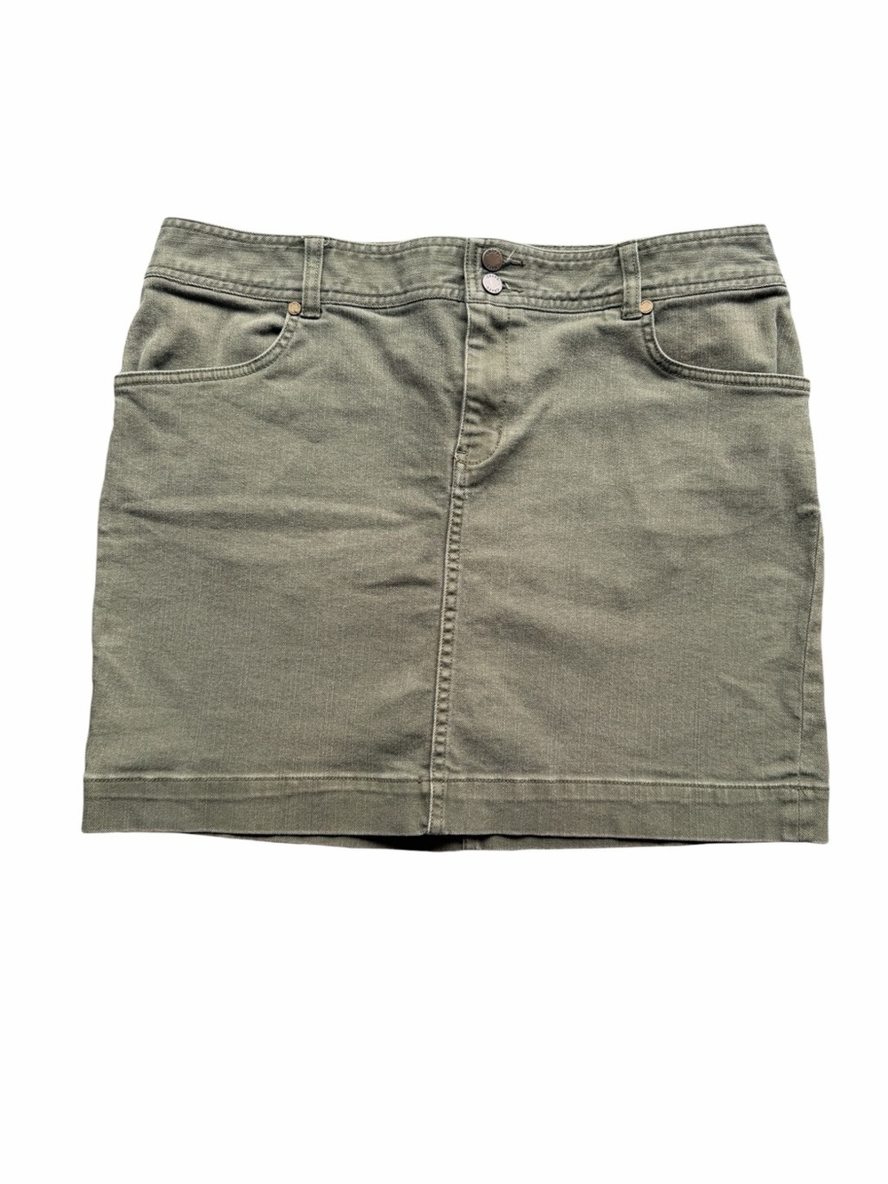 CHAPS Olive Denim Mini Skirt Sz 14P